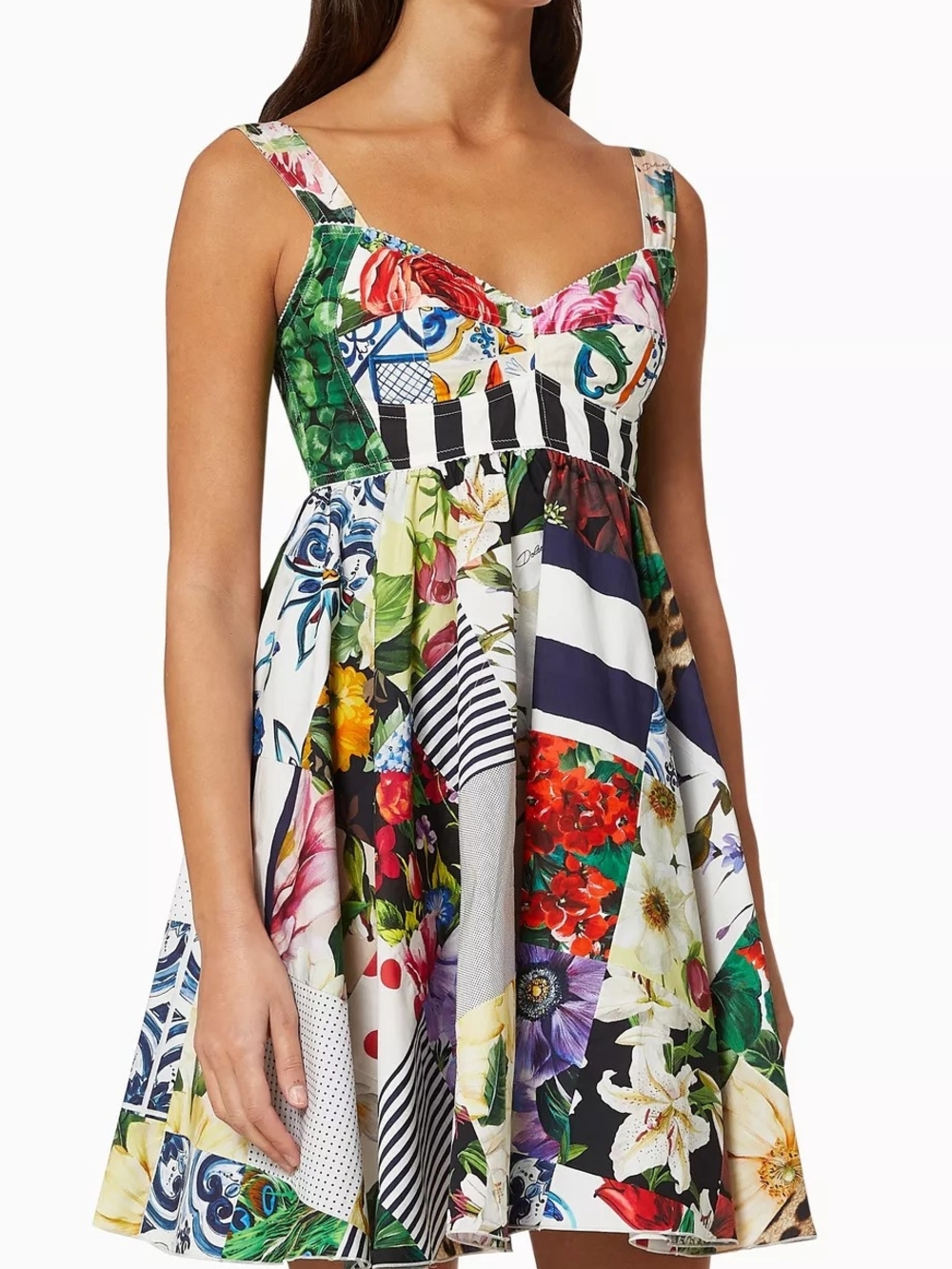 Dolce & Gabbana Multicolor Patchwork Cotton AlineMini Dress